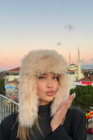 Kadın Peluş Kışlık Suni Kürklü Luxury Pilot Şapka