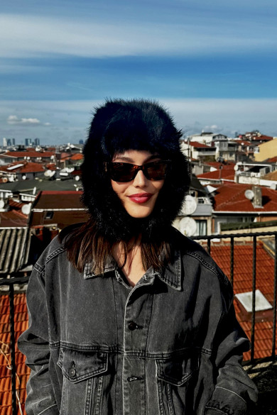 Kadın Peluş Kışlık Suni Kürklü Luxury Pilot Şapka