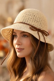 Ajurlu Örgü İnce Şeritli Bucket Kadın Şapkası | Mollycrush
