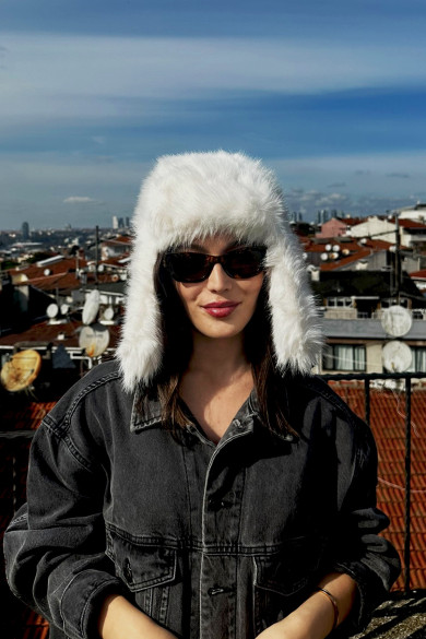 Kadın Peluş Kışlık Suni Kürklü Luxury Pilot Şapka