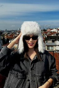 Kadın Peluş Kışlık Suni Kürklü Luxury Pilot Şapka