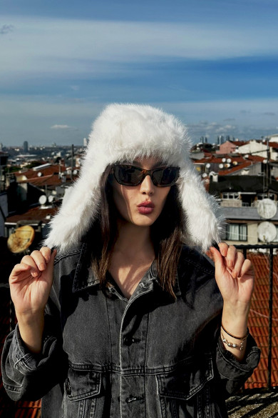 Kadın Peluş Kışlık Suni Kürklü Luxury Pilot Şapka