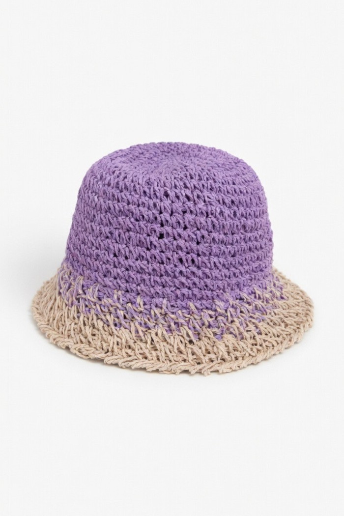 Ombre Geçişli Hasır Bucket Kadın Şapkası | Mollycrush