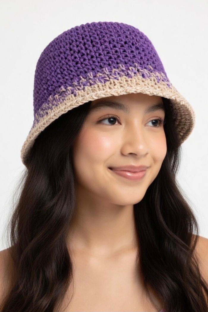 Ombre Geçişli Hasır Bucket Kadın Şapkası | Mollycrush