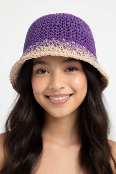 Ombre Geçişli Hasır Bucket Kadın Şapkası | Mollycrush