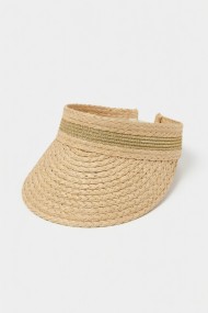 Sim Şeritli Lastikli Kadın Hasır Vizör Şapka | Mollycrush
