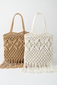 Makrome Örgü Püsküllü Kadın Tote Çanta | Mollycrush
