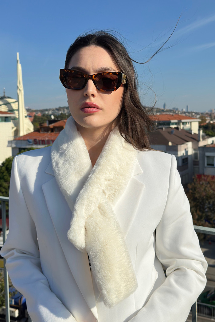 Kadın Kışlık Suni Kürk Atkı | Geçmeli Sıcak Tutan Peluş Model