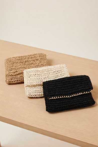 Zincir Askılı Hasır Zarf Clutch Kadın Çantası |Mollycrush