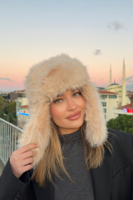 Kadın Peluş Kışlık Suni Kürklü Luxury Pilot Şapka