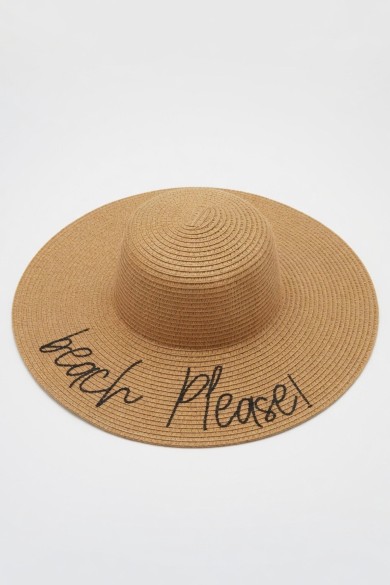 Beach Please Nakışlı Kadın Hasır Şapkası | Mollycrush