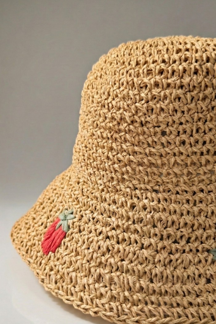 Çilek Desenli Kadın Bucket Şapkası | Mollycrush