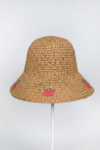 Çilek Desenli Kadın Bucket Şapkası | Mollycrush