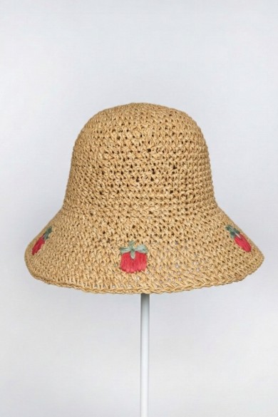 Çilek Desenli Kadın Bucket Şapkası | Mollycrush