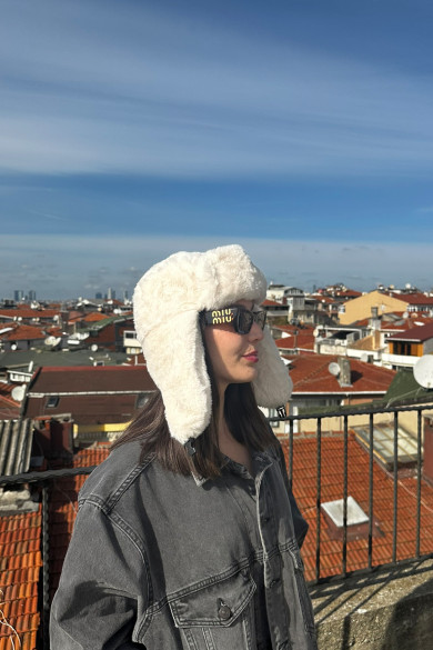 Kadın Kışlık Luxury Suni Kürklü Peluş Pilot Şapka
