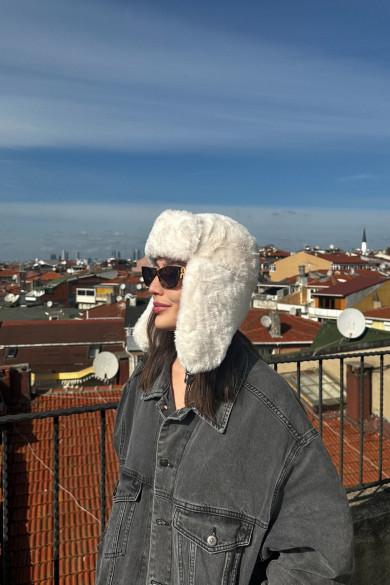 Kadın Kışlık Luxury Suni Kürklü Peluş Pilot Şapka