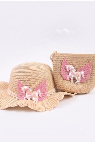 Kız Çocuk Unicorn Hasır Şapka Çanta Seti | Mollycrush