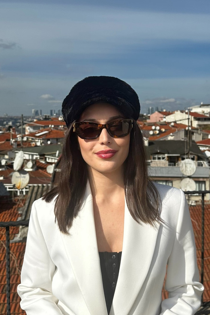 Kadın Suni Kürk Elit Peluş Kaptan Şapka Bere