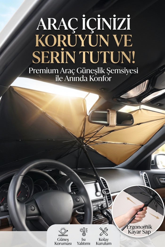 Katlanabilir Araç Ön Cam Şemsiye Güneşlik