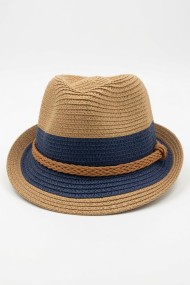 Şeritli Hasır Erkek Çocuk Fedora Şapkası