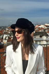 Kadın Suni Kürk Elit Peluş Kaptan Şapka Bere