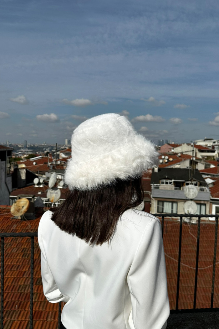 Kadın Luxury Peluş Kışlık Suni Kürklü Bucket Kalpak Şapka