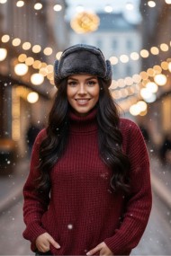 Kürklü Suni Deri Kadın Ushanka Şapka
