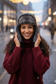Kürklü Suni Deri Kadın Ushanka Şapka