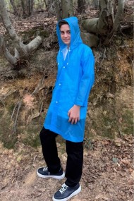 Kapüşonlu Unisex Uzun  Çocuk Yağmurluğu