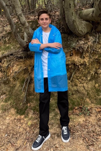 Kapüşonlu Unisex Uzun  Çocuk Yağmurluğu