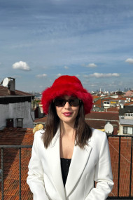 Luxury Kürklü Peluş Kadın Bucket Şapkası