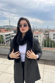 Kendinden Geçmeli Yumuşak Dokulu Peluş Kadın Atkı