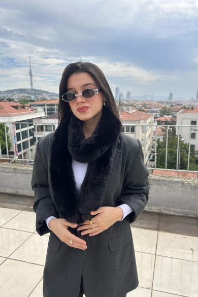 Kendinden Geçmeli Yumuşak Dokulu Peluş Kadın Atkı