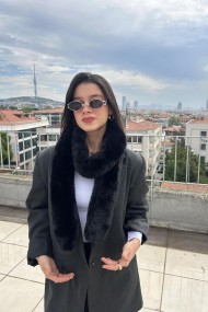 Kendinden Geçmeli Yumuşak Dokulu Peluş Kadın Atkı