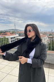 Kendinden Geçmeli Yumuşak Dokulu Peluş Kadın Atkı