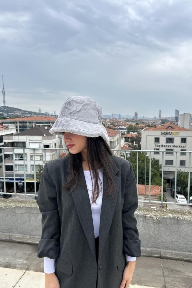 Yumuşak Dokulu Yünlü Kadın Bucket Şapka