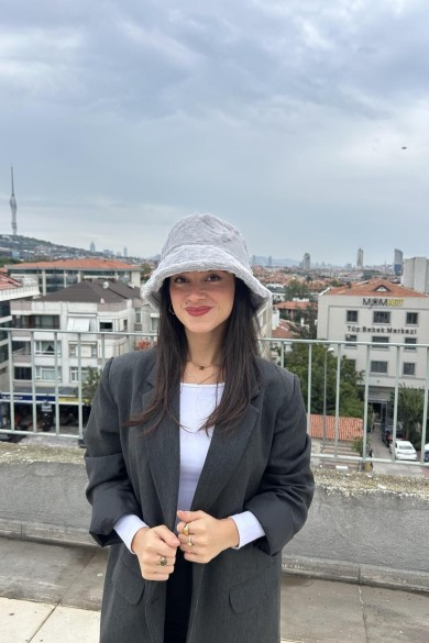 Yumuşak Dokulu Yünlü Kadın Bucket Şapka