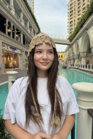 Çiçek Motifli Örgü Kadın Bandana