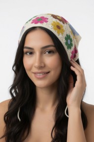 Motifli Üçgen Triko Kadın Bandana