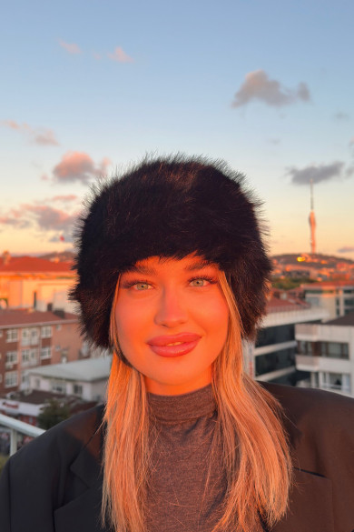 Kadın Luxury Suni Kürklü İçi Deri Peluş Kalpak Şapka