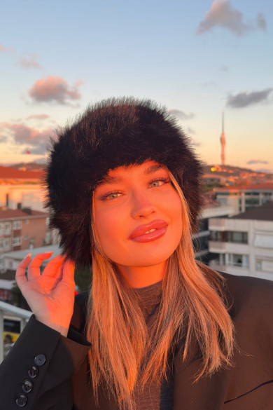 Kadın Luxury Suni Kürklü İçi Deri Peluş Kalpak Şapka