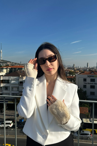 Kadın Kışlık Suni Kürklü Yumuşak Peluş Eldiven