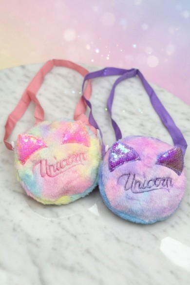 Unicorn Yazılı Kız Çocuk Peluş Çanta
