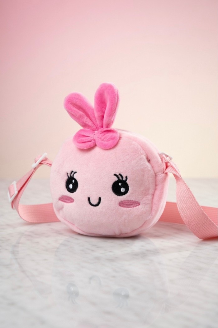 Tavşan Figürlü Kız Çocuk Peluş Cüzdan ve Mini Çanta