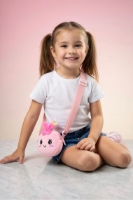 Tavşan Figürlü Kız Çocuk Peluş Cüzdan ve Mini Çanta