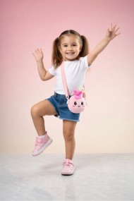 Tavşan Figürlü Kız Çocuk Peluş Cüzdan ve Mini Çanta