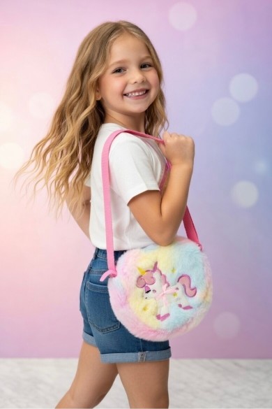 Ayarlanabilir Askılı Unicorn Kız Çocuk Peluş Çanta