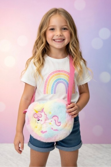 Ayarlanabilir Askılı Unicorn Kız Çocuk Peluş Çanta