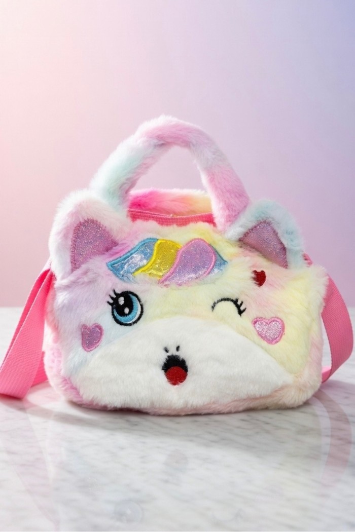 El ve Omuz Askılı Unicorn Kız Çocuk Peluş Çanta