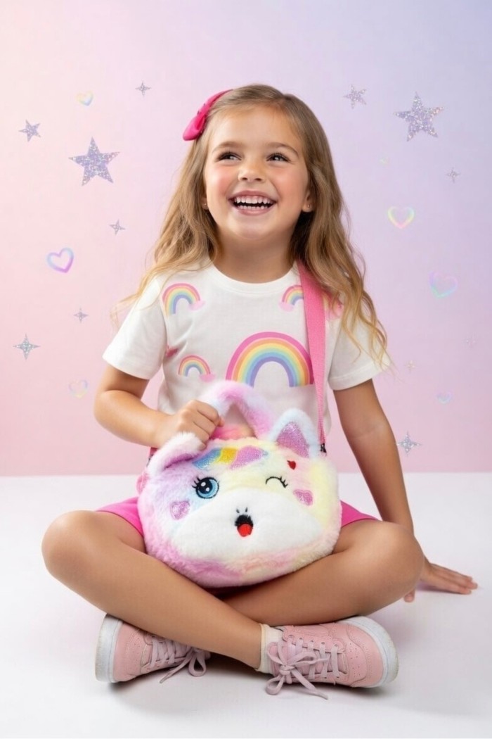 El ve Omuz Askılı Unicorn Kız Çocuk Peluş Çanta